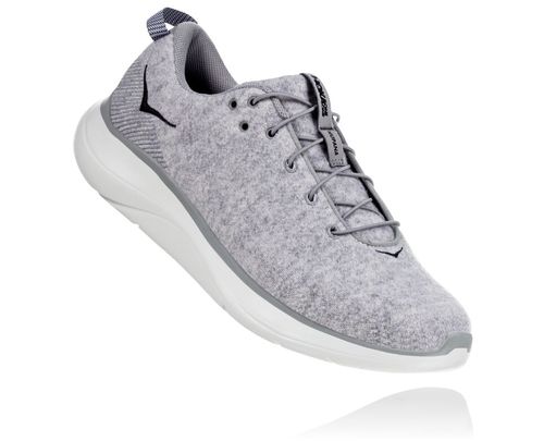 Hoka One One Herre Hupana Flow Wool Road Løpesko Lunar Rock/Drizzle Norge-29DAZ